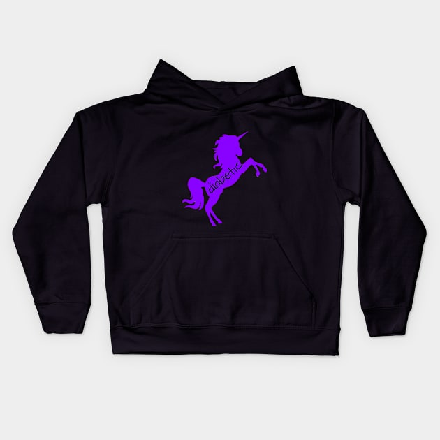 Diabetic-Purple Unicorn Kids Hoodie by CatGirl101